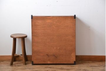 アンティーク家具　アンティーク　気泡ガラス入り!シンプルでナチュラルな縦型の壁掛け戸棚(3)