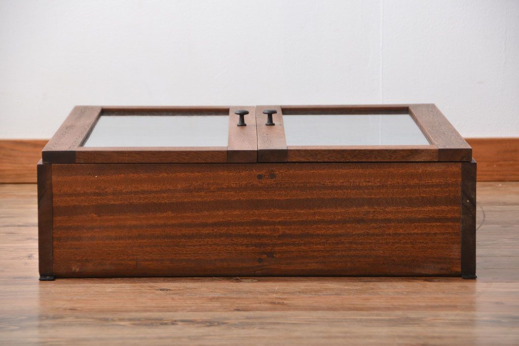 アンティーク家具　アンティーク　気泡ガラス入り!シンプルでナチュラルな縦型の壁掛け戸棚(3)