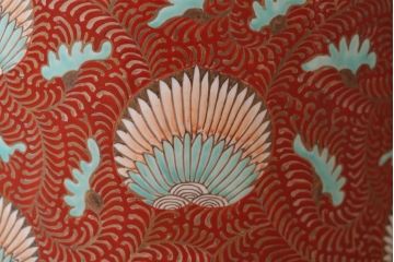 アンティーク雑貨　古民具・骨董　古い色絵火鉢 (手焙り、十錦手)