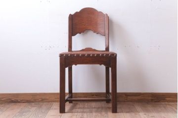 アンティーク家具　フランスアンティーク　本革座面のかわいいダイニングチェア(1)