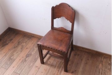 アンティーク家具　フランスアンティーク　本革座面のかわいいダイニングチェア(1)