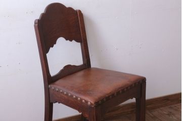 アンティーク家具　フランスアンティーク　本革座面のかわいいダイニングチェア(1)