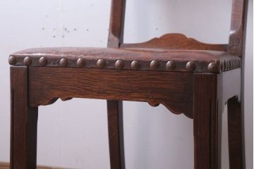 アンティーク家具　フランスアンティーク　本革座面のかわいいダイニングチェア(1)