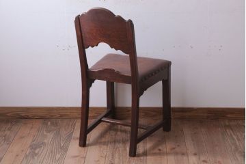 アンティーク家具　フランスアンティーク　本革座面のかわいいダイニングチェア(1)