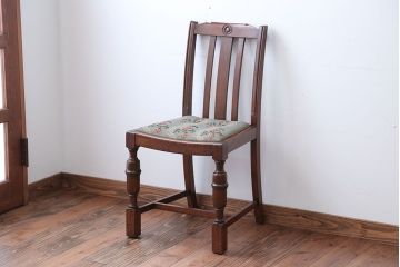アンティーク家具　フランスアンティーク　オーク材!ゴブラン織り座面のおしゃれなダイニングチェア(2)