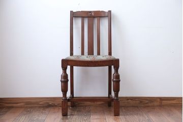 アンティーク家具　フランスアンティーク　オーク材!ゴブラン織り座面のおしゃれなダイニングチェア(2)