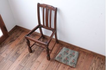 アンティーク家具　フランスアンティーク　オーク材!ゴブラン織り座面のおしゃれなダイニングチェア(2)
