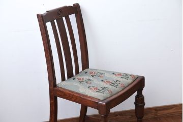 アンティーク家具　フランスアンティーク　オーク材!ゴブラン織り座面のおしゃれなダイニングチェア(2)