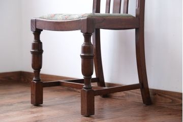 アンティーク家具　フランスアンティーク　オーク材!ゴブラン織り座面のおしゃれなダイニングチェア(2)