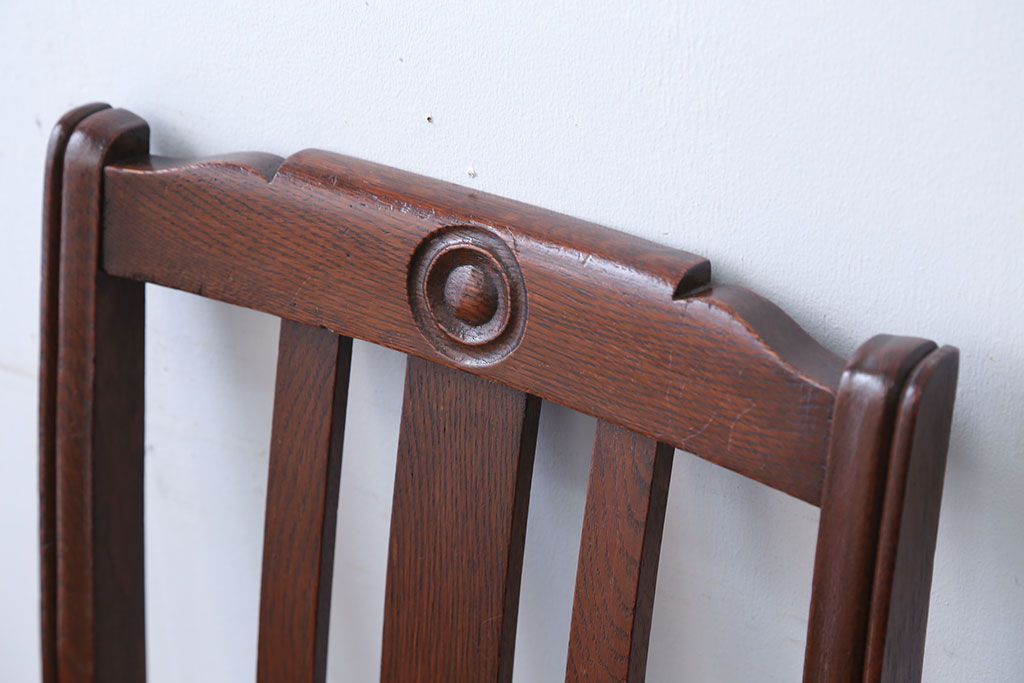 アンティーク家具　フランスアンティーク　オーク材!ゴブラン織り座面のおしゃれなダイニングチェア(2)