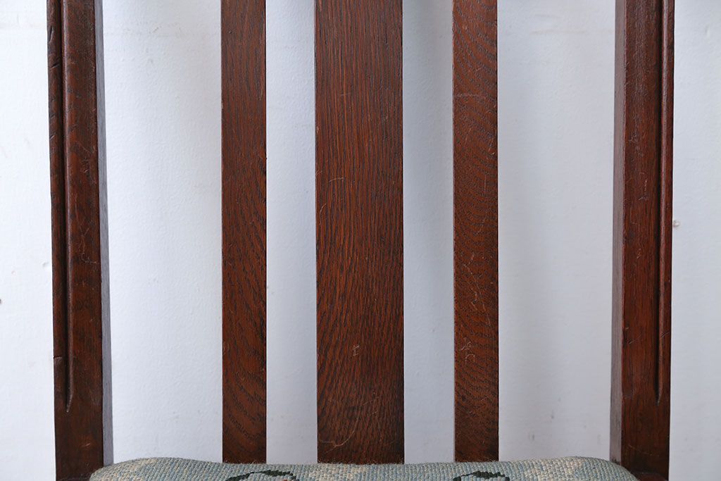 アンティーク家具　フランスアンティーク　オーク材!ゴブラン織り座面のおしゃれなダイニングチェア(2)