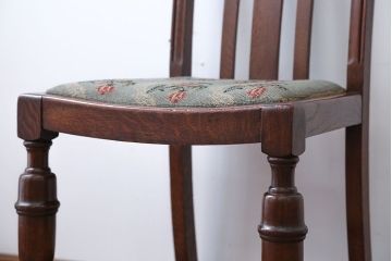 アンティーク家具　フランスアンティーク　オーク材!ゴブラン織り座面のおしゃれなダイニングチェア(2)