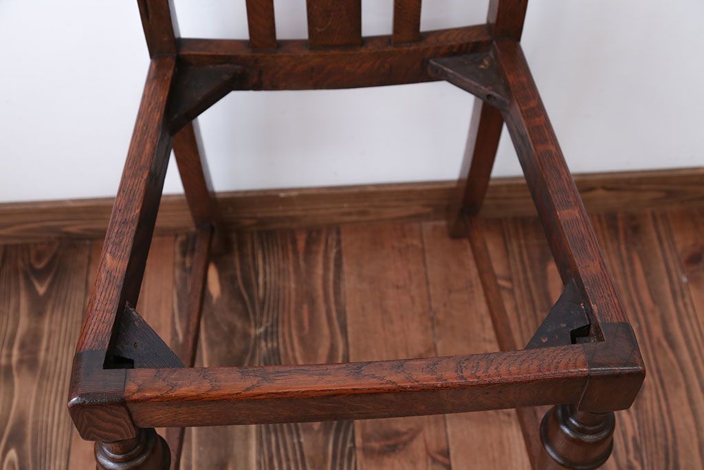 アンティーク家具　フランスアンティーク　オーク材!ゴブラン織り座面のおしゃれなダイニングチェア(2)