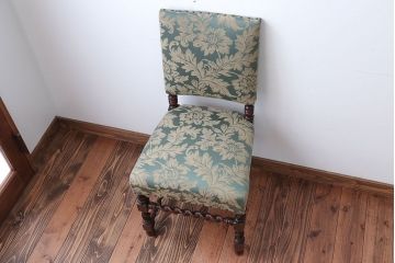 中古　イギリス製　オーク材の優雅なツイストレッグダイニングチェア(2)
