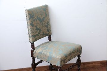 中古　イギリス製　オーク材の優雅なツイストレッグダイニングチェア(2)