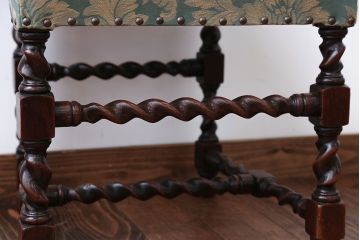 中古　イギリス製　オーク材の優雅なツイストレッグダイニングチェア(2)