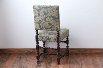 中古　イギリス製　オーク材の優雅なツイストレッグダイニングチェア(2)