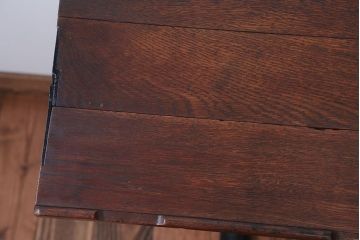 アンティーク家具　イギリスアンティーク　オーク材!チェア付き鉄脚スクールデスク