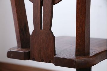 アンティーク家具　イギリスアンティーク　オーク材!チェア付き鉄脚スクールデスク