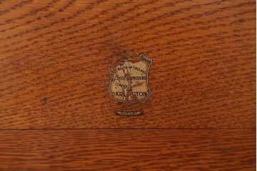 アンティーク家具　イギリスアンティーク　オーク材!チェア付き鉄脚スクールデスク