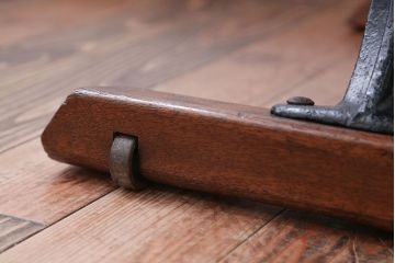 アンティーク家具　イギリスアンティーク　オーク材!チェア付き鉄脚スクールデスク