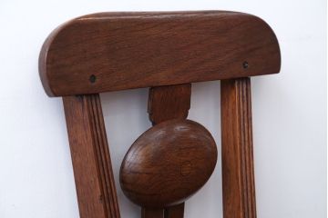 アンティーク家具　イギリスアンティーク　オーク材!チェア付き鉄脚スクールデスク