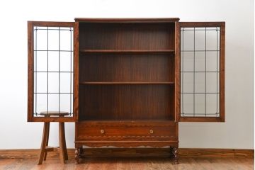 中古　神戸元町欧風家具メープル不二屋製　マホガニー材の高級キャビネット(定価約30万円)