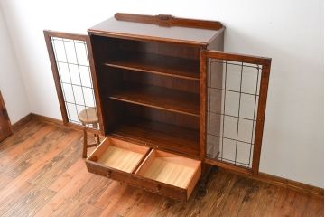 中古　神戸元町欧風家具メープル不二屋製　マホガニー材の高級キャビネット(定価約30万円)