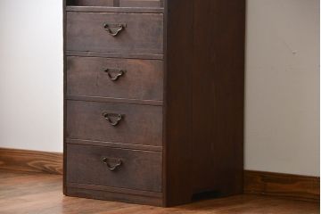 アンティーク家具　アンティーク　古い木製の引き出し付き縦型戸棚