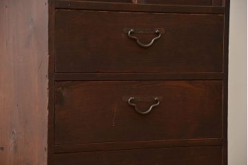 アンティーク家具　アンティーク　古い木製の引き出し付き縦型戸棚