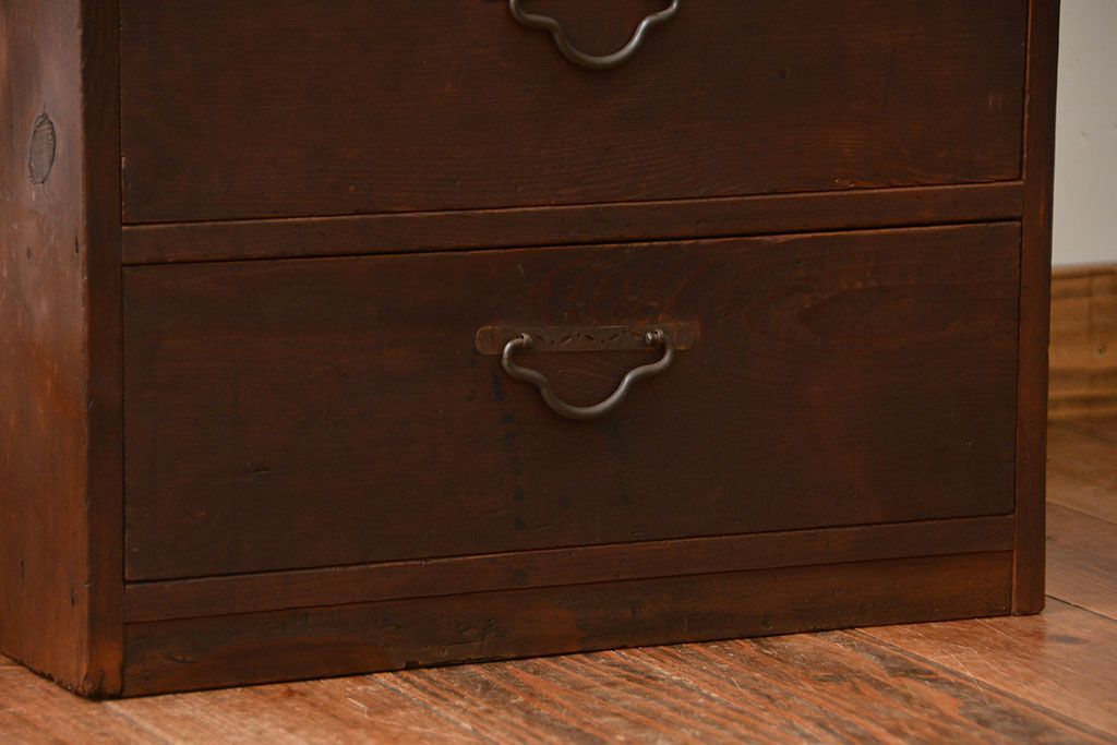 アンティーク家具　アンティーク　古い木製の引き出し付き縦型戸棚