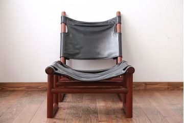 ヴィンテージ家具　USビンテージ　ジャクソンファニチャーの本革製チェア(オットマン付き)