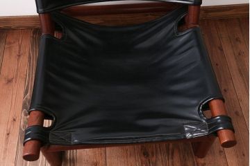 ヴィンテージ家具　USビンテージ　ジャクソンファニチャーの本革製チェア(オットマン付き)