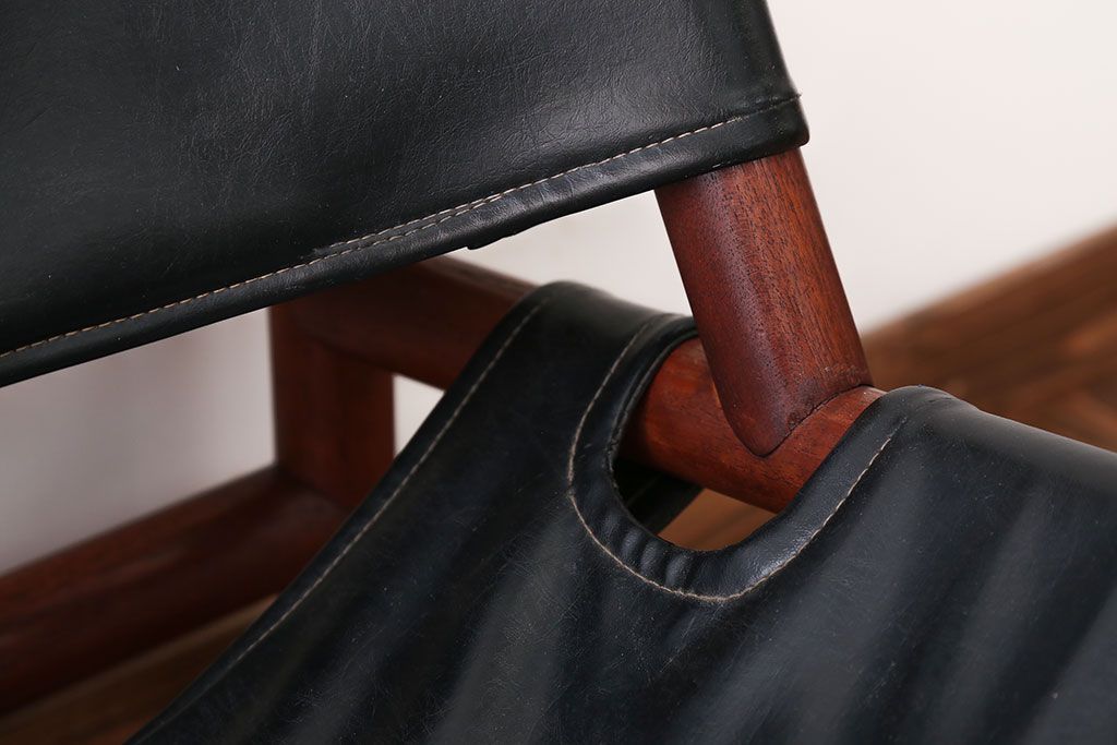 ヴィンテージ家具　USビンテージ　ジャクソンファニチャーの本革製チェア(オットマン付き)