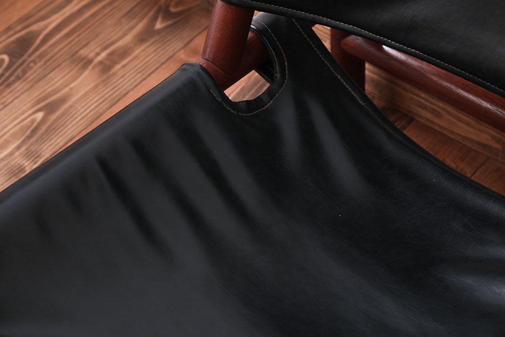 ヴィンテージ家具　USビンテージ　ジャクソンファニチャーの本革製チェア(オットマン付き)