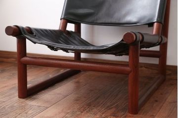 ヴィンテージ家具　USビンテージ　ジャクソンファニチャーの本革製チェア(オットマン付き)