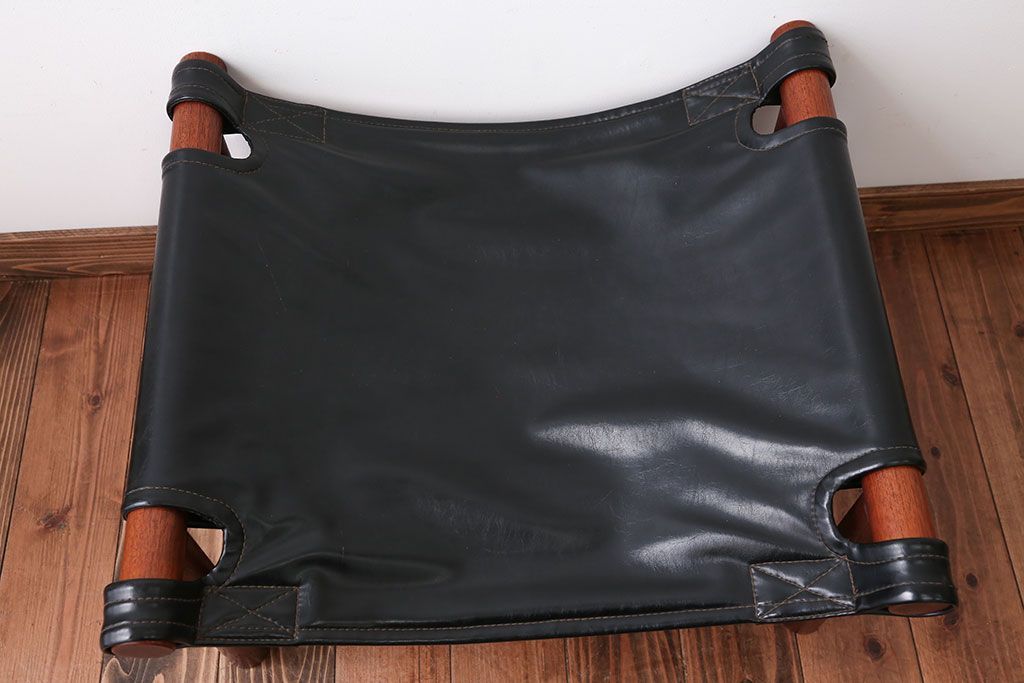 ヴィンテージ家具　USビンテージ　ジャクソンファニチャーの本革製チェア(オットマン付き)