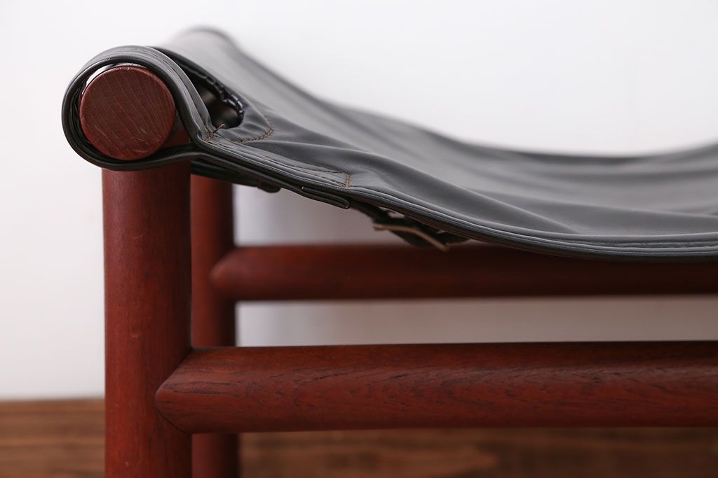 ヴィンテージ家具　USビンテージ　ジャクソンファニチャーの本革製チェア(オットマン付き)