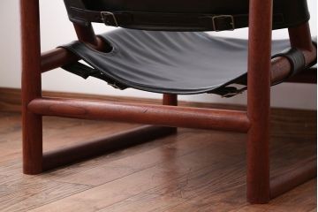 ヴィンテージ家具　USビンテージ　ジャクソンファニチャーの本革製チェア(オットマン付き)