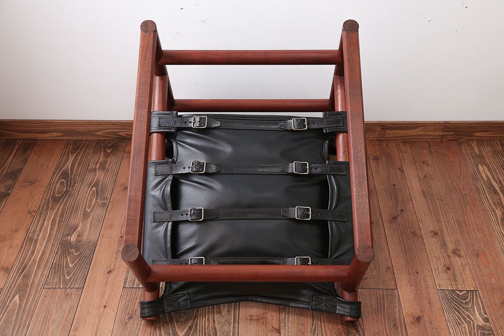 ヴィンテージ家具　USビンテージ　ジャクソンファニチャーの本革製チェア(オットマン付き)