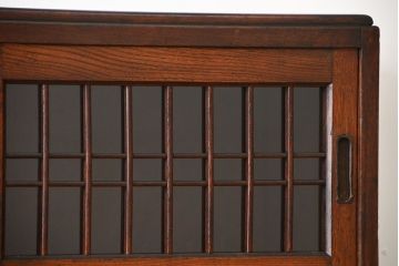 レトロ家具　昭和レトロ　古いナラ材の上質な脚付き食器棚