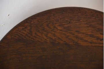 レトロ家具　昭和レトロ　シンプルでかわいい古いナラ材のアンティーク丸スツール(2)