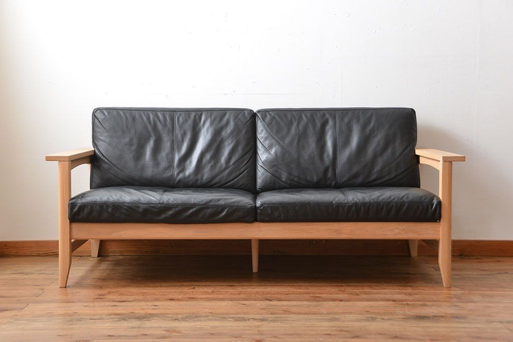 中古　アクタス　COTTO　牛革製3人掛けソファ(定価約23万円)