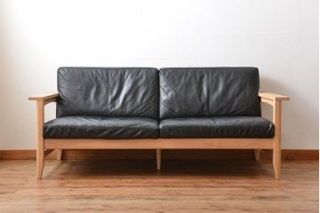 中古　アクタス　COTTO　牛革製3人掛けソファ(定価約23万円)