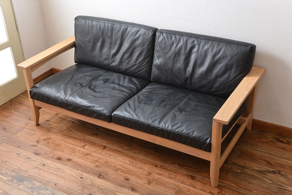 中古　アクタス　COTTO　牛革製3人掛けソファ(定価約23万円)