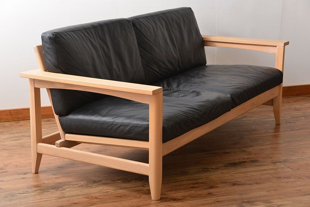 中古　アクタス　COTTO　牛革製3人掛けソファ(定価約23万円)