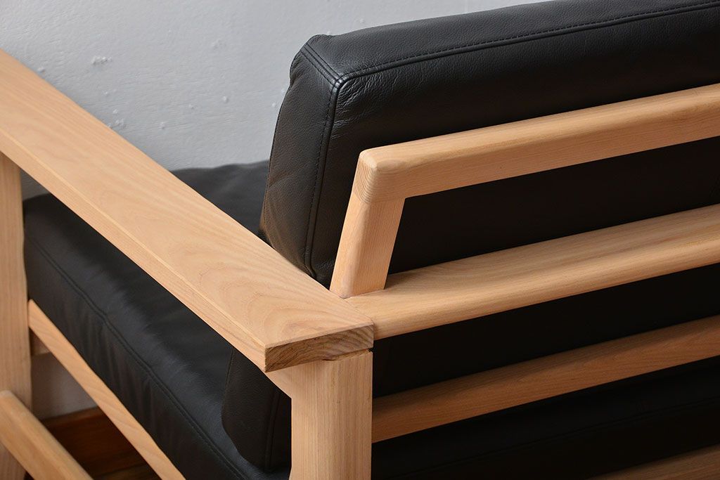 中古　アクタス　COTTO　牛革製3人掛けソファ(定価約23万円)