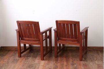 中古　TERRA(テラ)チーク材のアームチェア2脚セット