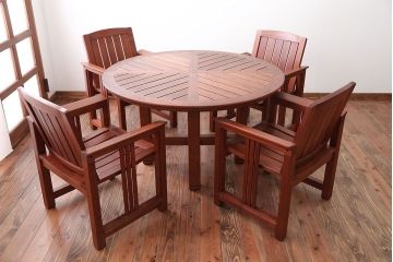 中古　TERRA(テラ)チーク材のアームチェア2脚セット