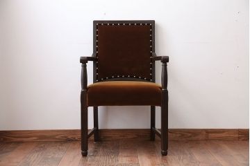 アンティーク家具　大正ロマン　ラグジュアリーな古いナラ材のアームチェア